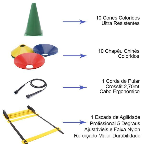 Imagem de Kit Funcional Escada + Corda + 10 Pratos + 10 Cones Treino