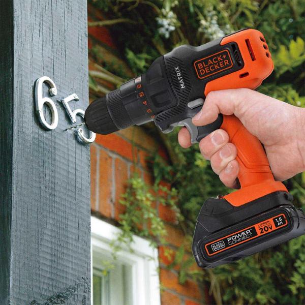 Kit Furadeira Parafusadeira 6 Em 1 Matrix 20V Black Decker Jogo de Chave de Fenda e Philips Magazine Escorrega
