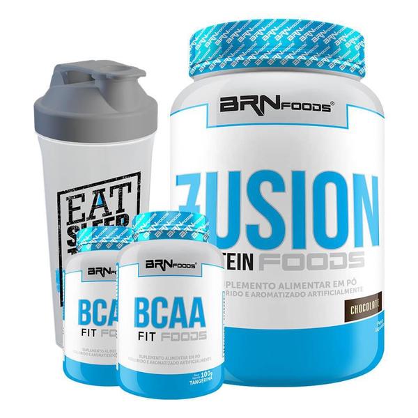 Imagem de Kit Fusion 900G Chocolate + 2X Bcaa + Coqueteleira -Brnfoods