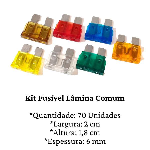 Imagem de Kit Fusível Lâmina Comum 5 10 15 20 25 30 e 40 Amperes 70 Fusiveis Aplicação Em Geral Como Rádios Módulos Veículos Etc