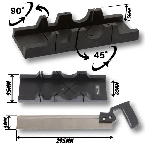 Imagem de Kit Gabarito Caixa Meia Esquadria Serrote Corta Ângulo Serra