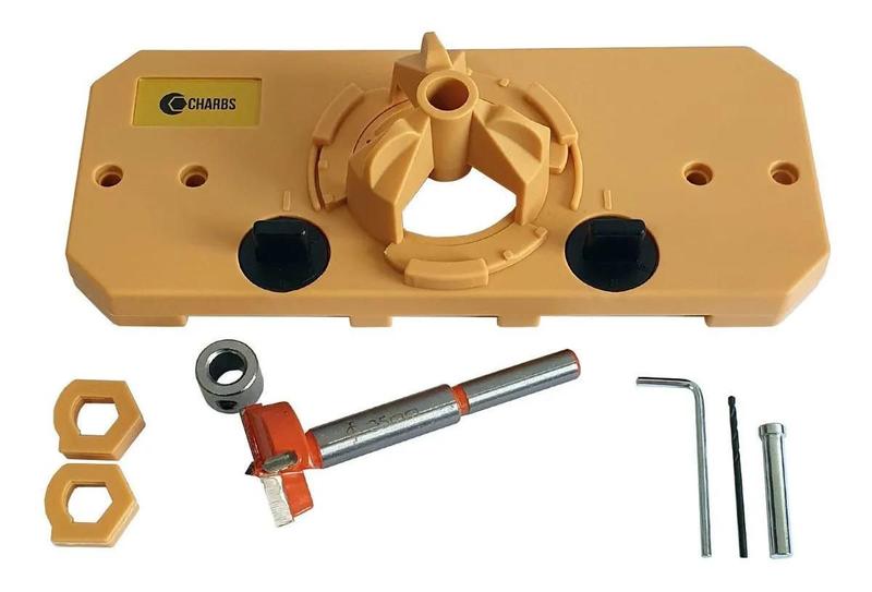 Imagem de Kit Gabarito Dobradiças Khi-Hinge + Gabarito Esquadro Jig