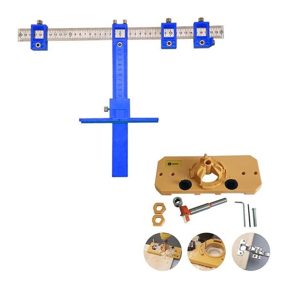 Imagem de Kit Gabarito Dobradiças Khi-Hinge + Gabarito Esquadro Jig