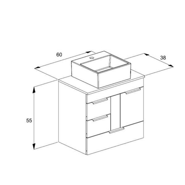 Imagem de Kit Gabinete Basic com Gaveta e Porta 60x38 com Cuba de Apoio Q6