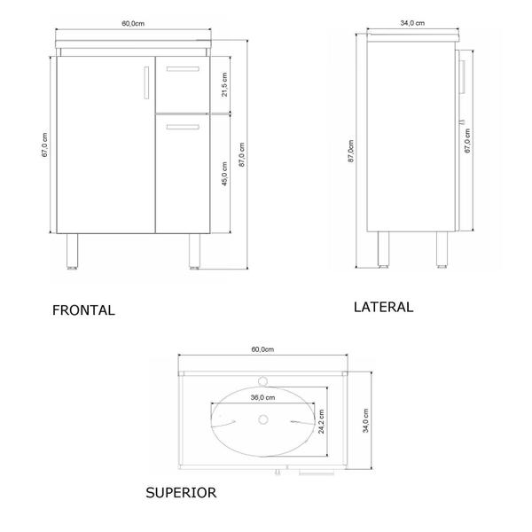 Imagem de Kit Gabinete de Banheiro Gouda 60cm