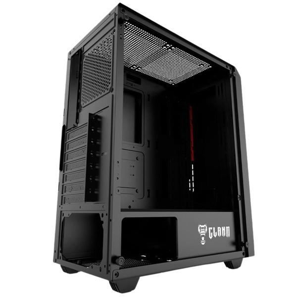 Imagem de Kit Gabinete Gamer Clanm Zilla Suporta Até 6 Ventoinhas 120mm e Water Cooler Com Vidro Temperado + Fonte Atom 400W ATX + 3 Unid Fan Rgb Eurus