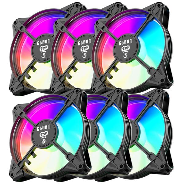 Imagem de Kit Gabinete Gamer Grodd Clanm Suporta Até 5 Fans e Water Cooler Vidro  Temperado Com Ótima Ventilação + 6 Unid Fan Eurus Rgb + Fonte Quantum 650W ATX