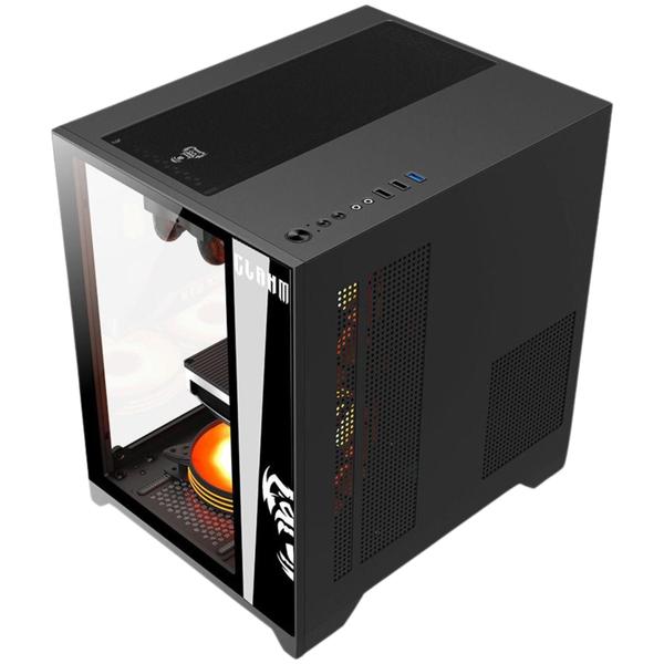 Imagem de Kit Gabinete Gamer Grodd Suporta Até 5 Fans e Water Cooler Com Vidro  Temperado + Fonte Atom 400W ATX + 3 Unid Fan Rgb Eurus