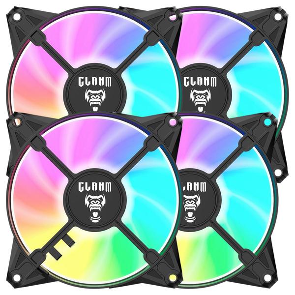 Imagem de Kit Gabinete Gamer Megalon Clanm Ótima Ventilação Suporta Até 5 Fans Cooler  de CPU e Vidro Temperado + Fonte Quantum 650W ATX + 4 Unid Fans Rgb