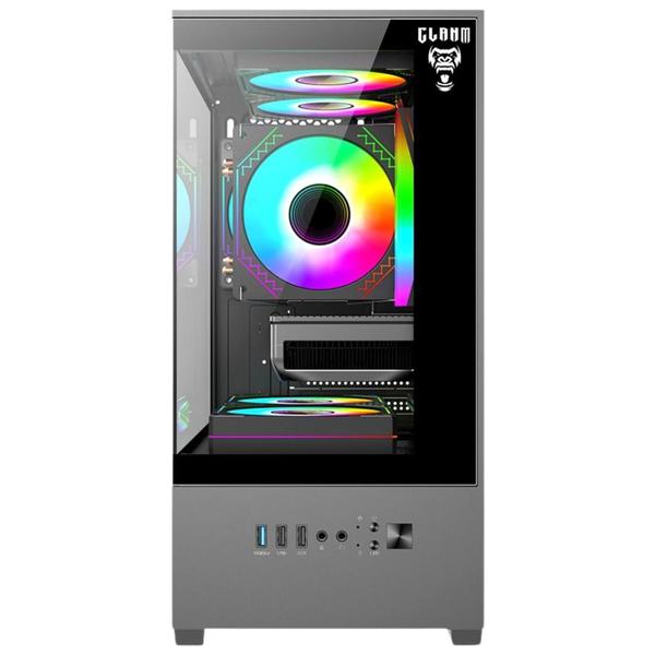 Imagem de Kit Gabinete Gamer Megalon Clanm Suporta Water Cooler Com Vidro  Temperado + 3 Unid Cooler Fan Led Fixo 5 Cores 120mm + Cooler Para Processador I30  92mm