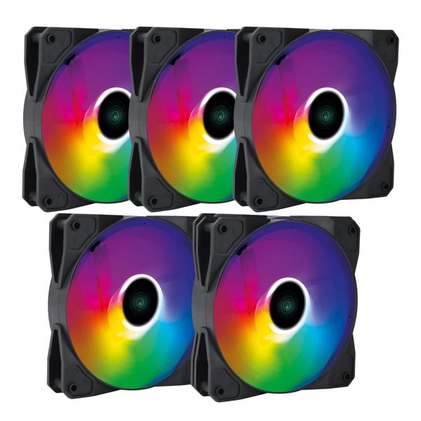 Kit Gabinete Gamer Zilla Mid Tower Suporta Até 6 Fans e Water Cooler + 5 Unid Cooler Fan Led Fixo 5 Cores V.Ring 120mm + Water Cooler Sangue Frio 120mm Tdp 200W Argb - Clanm Imagem de Kit Gabinete Gamer Zilla Mid Tower Suporta Até 6 Fans e Water Cooler + 5 Unid Cooler Fan Led Fixo 5 Cores V.Ring 120mm + Water Cooler Sangue Frio 120mm Tdp 200W Argb