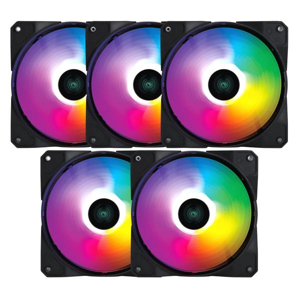 Kit Gabinete Gamer Zilla Mid Tower Suporta Até 6 Fans e Water Cooler + 5 Unid Cooler Fan Led Fixo 5 Cores V.Ring 120mm + Water Cooler Sangue Frio 120mm Tdp 200W Argb - Clanm Imagem de Kit Gabinete Gamer Zilla Mid Tower Suporta Até 6 Fans e Water Cooler + 5 Unid Cooler Fan Led Fixo 5 Cores V.Ring 120mm + Water Cooler Sangue Frio 120mm Tdp 200W Argb