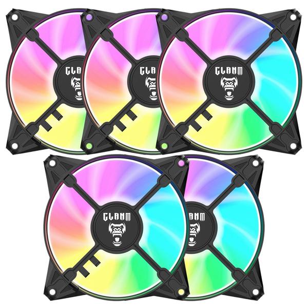 Imagem de Kit Gabinete Gamer Zilla Suporta Até 6 Fans e Water Cooler Com Vidro  Temperado Ótima Ventilação + 5 Cooler Fans Rgb 8 Cores Eurus