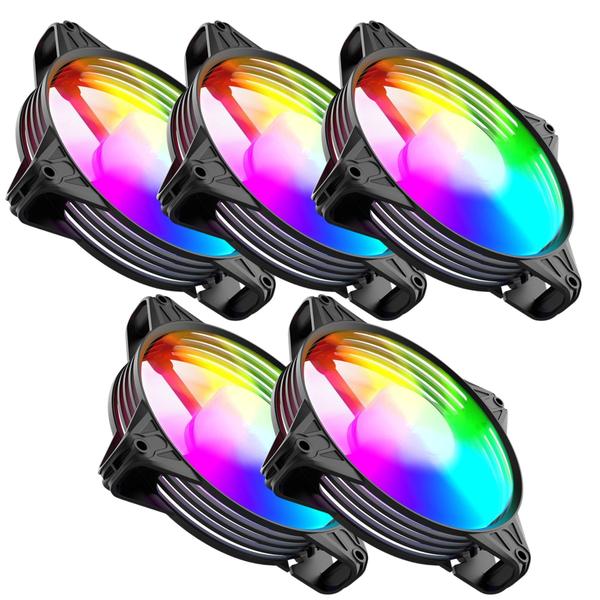 Imagem de Kit Gabinete Gamer Zilla Suporta Até 6 Fans e Water Cooler Com Vidro  Temperado Ótima Ventilação + 5 Cooler Fans Rgb 8 Cores Eurus