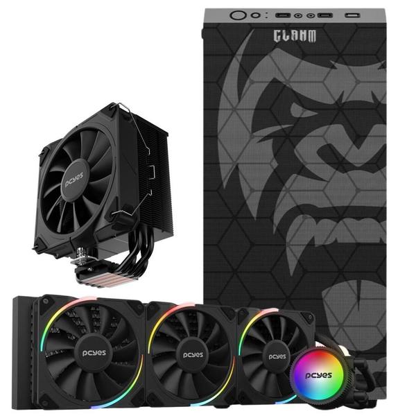 Imagem de Kit Gabinete Gamer Zilla Suporta Até 6 Fans e Water Cooler Com Vidro Temperado + Water Cooler Argb 360mm Tdp 350W + Air Cooler 120mm Tdp 180W P/ Intel  e AMD