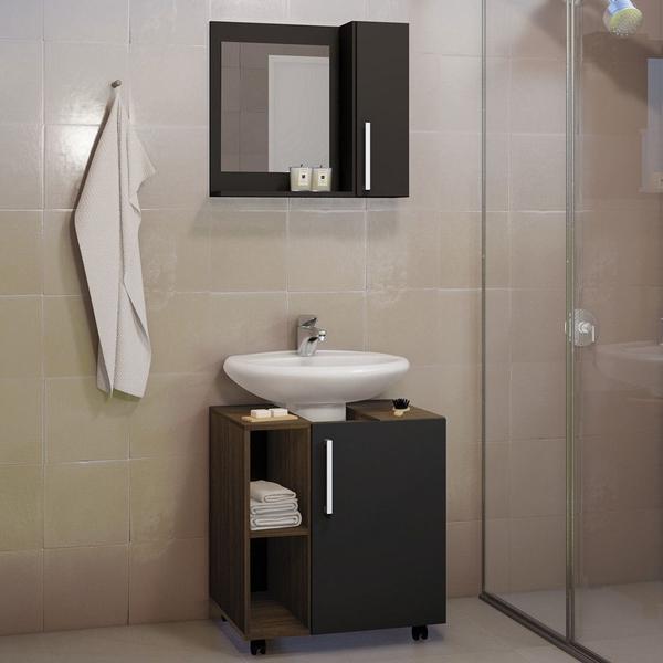 Imagem de Kit Gabinete para Banheiro com Espelheira e sem Cuba Estilare Móveis CNJ1042
