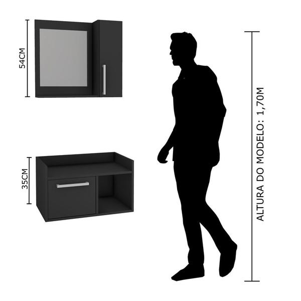 Imagem de Kit Gabinete para Banheiro Suspenso 60cm com Armário e sem Cuba Estilare Móveis