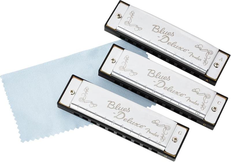 Imagem de Kit Gaita Fender Blues Deluxe Harmonica 3-Pack C G A