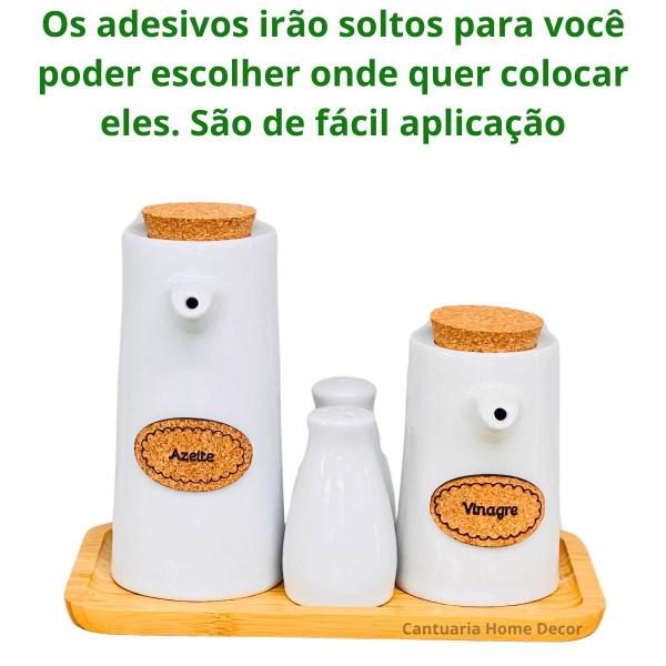 Imagem de Kit Galheteiro Garrafa 00436 Azeite e Vinagre Paliteiro Saleiro Base Bambu 