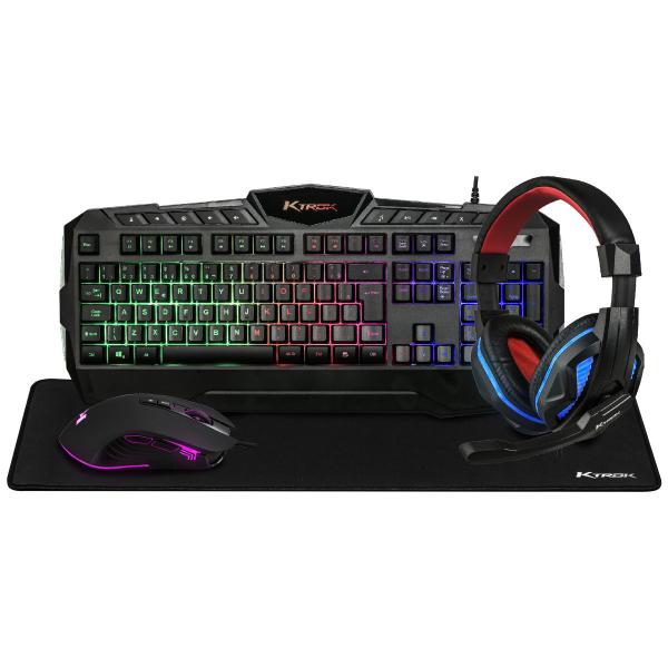Kit Gamer 4em1 Ktork Extreme Full Led 6400dpi Mousepad Grand - Ktrok Imagem de Kit Gamer 4em1 Ktork Extreme Full Led 6400dpi Mousepad Grand