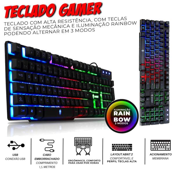 Kit Gamer Challengers Teclado Gamer Headset 7.1 Mouse Óptico Led 7 Cores - VINIK Imagem de Kit Gamer Challengers Teclado Gamer Headset 7.1 Mouse Óptico Led 7 Cores