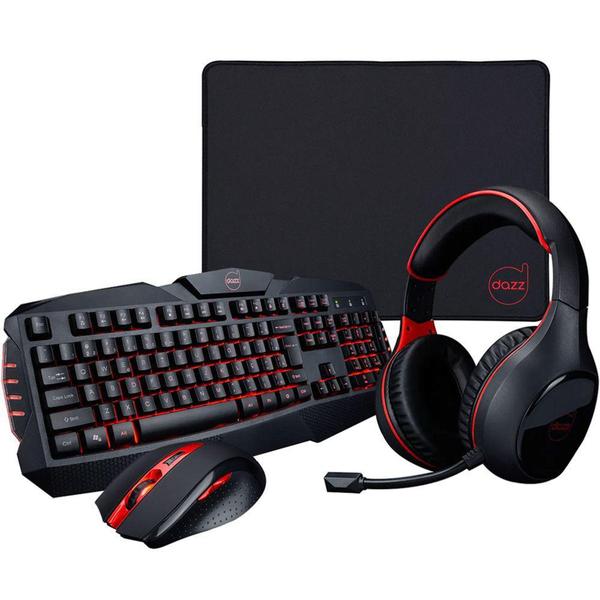 Kit Gamer Dazz Combo 4 em 1 Arsenal - Teclado + Mouse + Mousepad + Headset - 625237 Imagem de Kit Gamer Dazz Combo 4 em 1 Arsenal - Teclado + Mouse + Mousepad + Headset - 625237