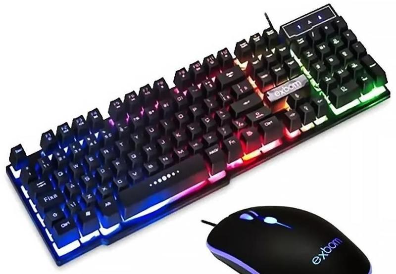 Imagem de Kit Gamer Exbom ABNT2 LED 2400 DPI + Alto-falante Knup Preto