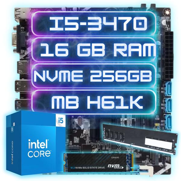 Imagem de Kit Gamer Intel I5-3470  + Ddr3 16gb + Nvme 256gb + H61/b75