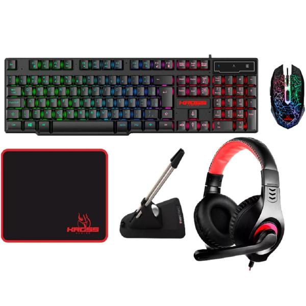 Imagem de Kit Gamer Kross Mouse,teclado,Headset,Mouse Bungee e Pad/Mouse Original com NF