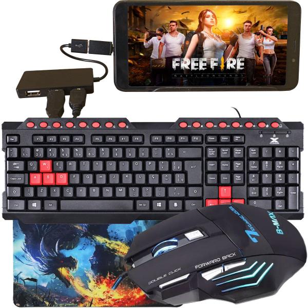 Kit Gamer Mobilador Para Celular Com Teclado + Mouse Gamer 3200Dpi - Kit mobilador Imagem de Kit Gamer Mobilador Para Celular Com Teclado + Mouse Gamer 3200Dpi