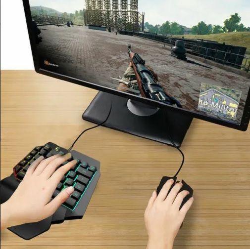 Imagem de Kit Gamer Mobilador Teclado One Hand E Mouse + Kit Cel Jogos