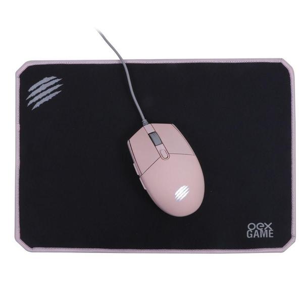 Imagem de Kit Gamer Mouse E Mousepad Arya OEX Game MC104 Preto e Rosa