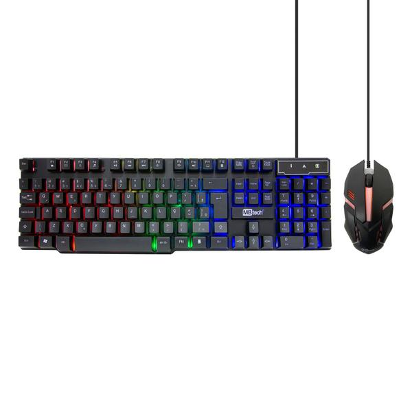 Imagem de Kit gamer mouse teclado semi mecânico rainbow rgb + mousepad