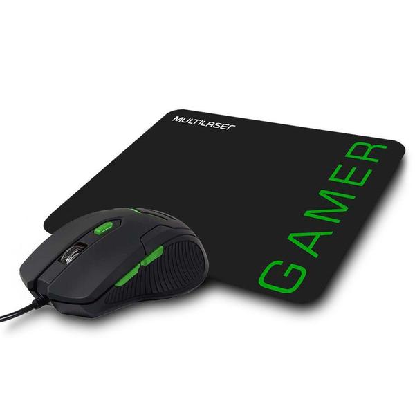 Imagem de Kit Gamer Multilaser - Mouse + Mousepad Speed, Pequeno, Verde - MO273