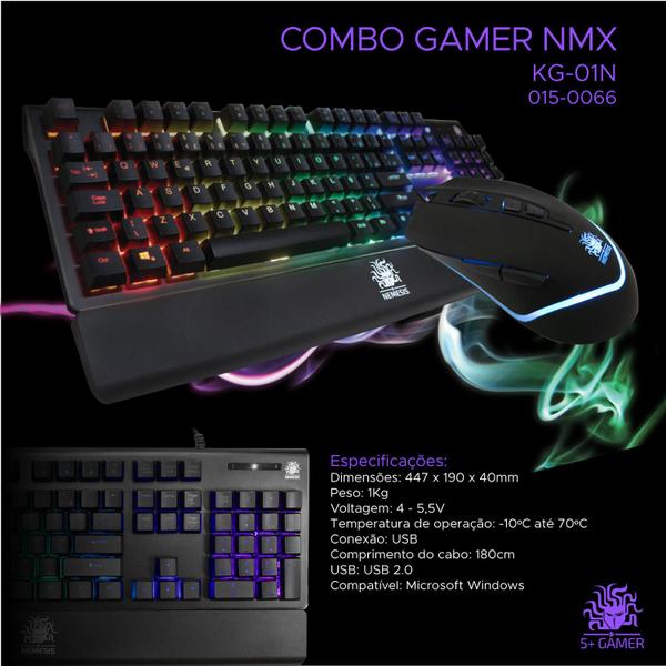 Imagem de Kit Gamer Nmx - Teclado Mecânico Abnt2 + Mouse 3200dpi