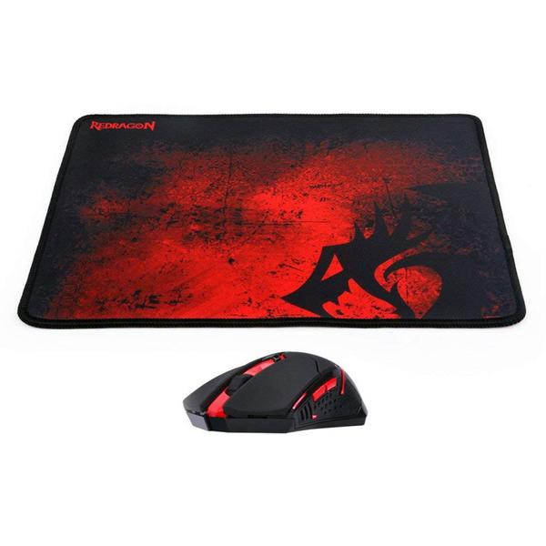 Imagem de Kit Gamer Redragon Mouse e Mousepad - Preto / Vermelho (M601WL-Ba)