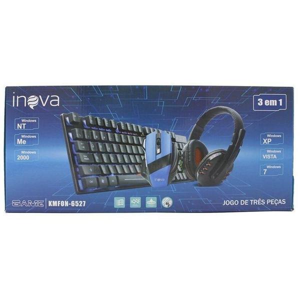 Imagem de Kit Gamer Teclado Com Teclas Para Jogos Mouse Fone Inova Led