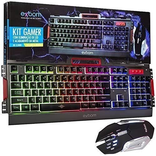 Imagem de Kit Gamer Teclado E Mouse Usb Exbom Bk-G3000 Led Metal