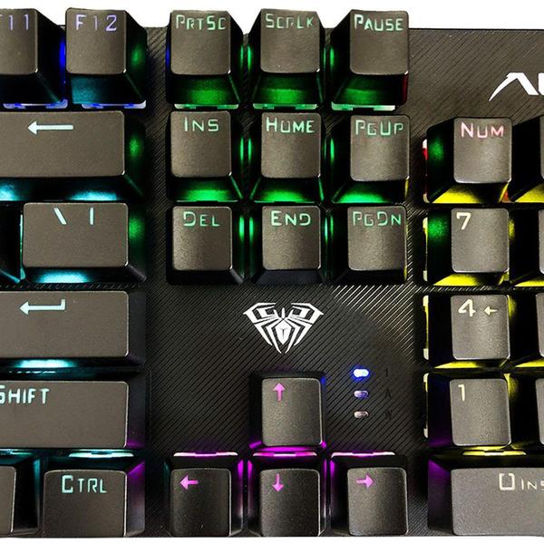 Imagem de Kit Gamer Teclado Mecânico E Mouse 2400 DPI Luminoso Led RGB T640 Aula Ergonômico