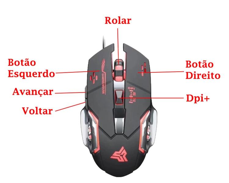 Imagem de Kit Gamer Teclado Mecanico Led 12 cores ,Mouse Ergonomico 3600 DPI e Headset Iluminação de Led RGB Rainbow