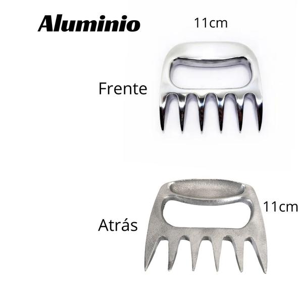 Imagem de kit Garfo 6 Dentes E Garra Urso aluminio churrasco + Madeira