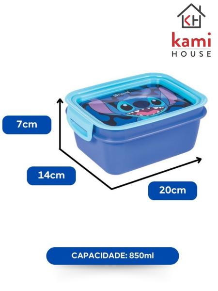 Imagem de Kit Garrafa 660ml + Marmita 850ml Azul Stitch Disney