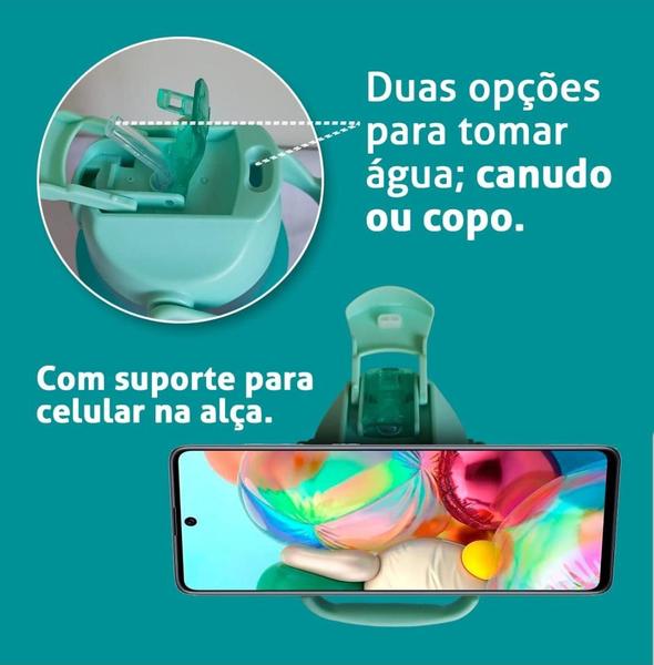 Imagem de Kit Garrafa Água Galão Squeeze Academia Escola 2l + 750ml+ Adesivos