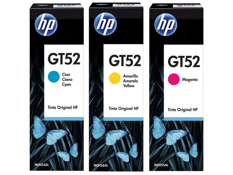 Kit Garrafa de Tinta Original HP GT52 - Amarelo + Ciano GT52 + Magenta GT52 Imagem de Kit Garrafa de Tinta Original HP GT52