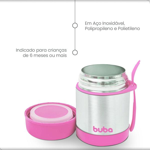 Imagem de Kit Garrafa e Pote Térmico Inox Buba Alimentação Infantil Cor Rosa