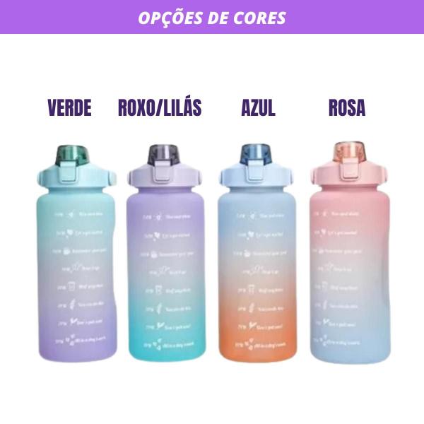 Imagem de Kit Garrafa Motivacional Fitness Antivazamento Squeeze Frases Hora Certa Agua TayDay 1 Litro + meio litro Treino