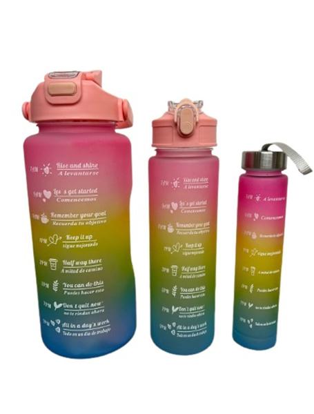 Imagem de Kit Garrafa Motivacional Para Academia Fitness - 2000ml 900ml 300ml