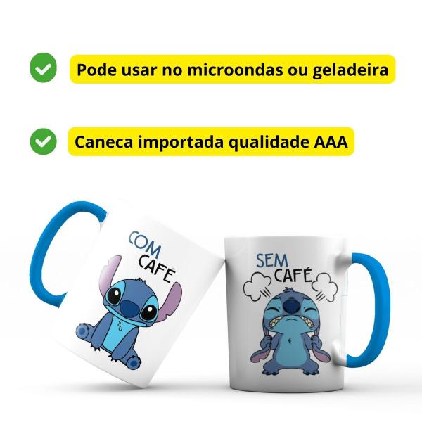 Imagem de Kit Garrafa Squeeze Stitch + Caneca de Porcelana "Sem café"