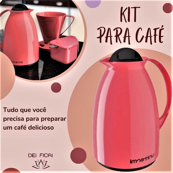 Imagem de Kit Garrafa Térmica Café Suporte P/ Filtro Coador Açucareiro