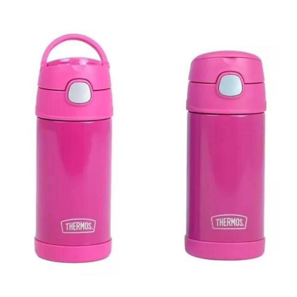 Imagem de KIT Garrafa Térmica Canudo Alça Thermos Inox 355ml